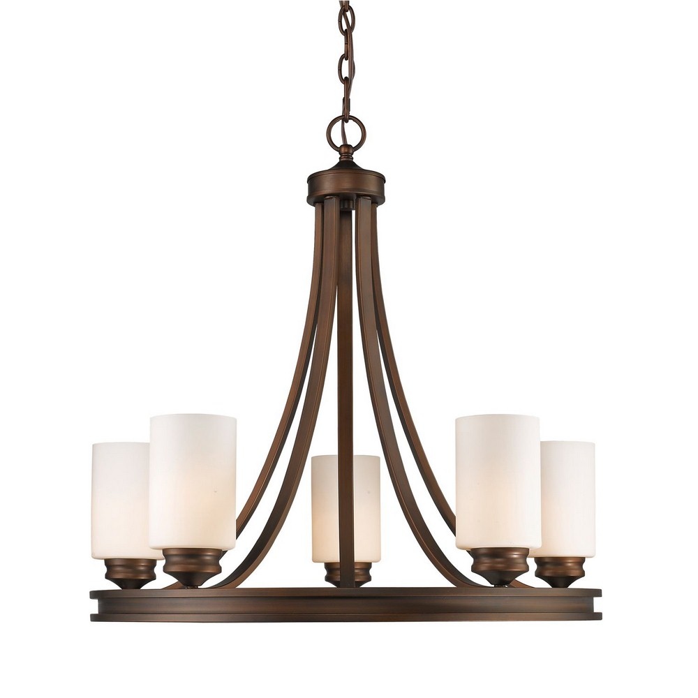 Golden Lighting-1051-5 SBZ-OP-Hidalgo - Chandelier 5 Light Steel/Resin in Mediterranean style - 26 Inches high by 27.5 Inches wide Sovereign Bronze Opal Sovereign Bronze Finish